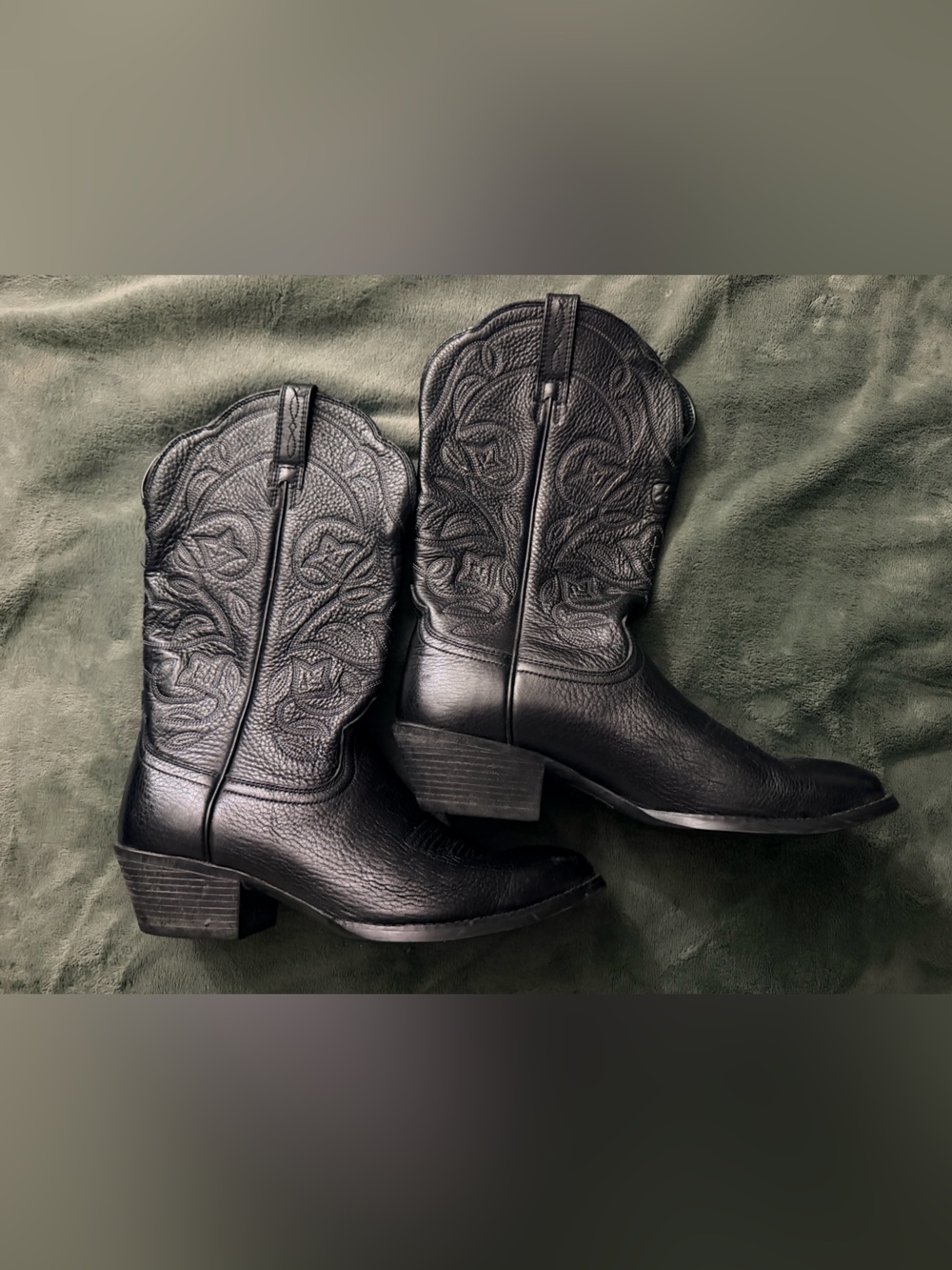 Ariat Black Embossed Western Mid-Calf Heeled Boots